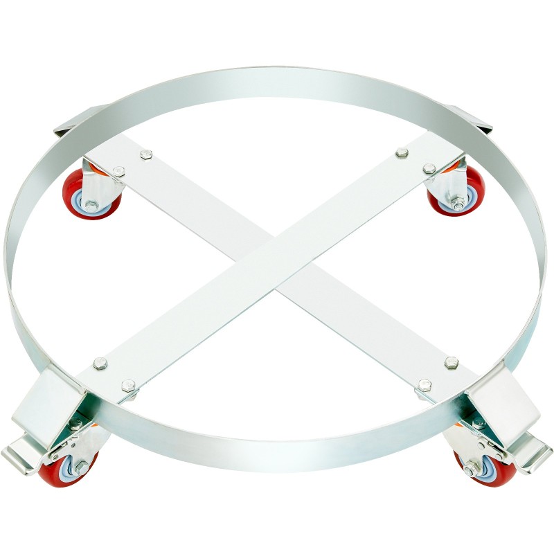 Tynnyrivaunu sinkitty hiiliteräs 250 l 454 kg maksimikuorma neljä kääntyvää pyörää jarruilla