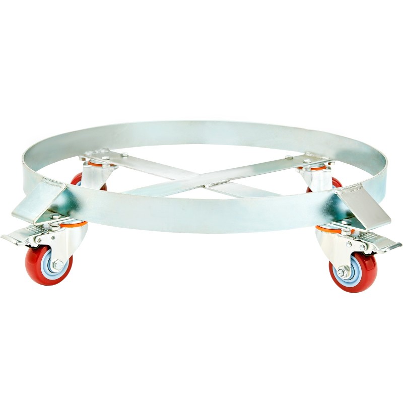 Tynnyrivaunu sinkitty hiiliteräs 250 l 454 kg maksimikuorma neljä kääntyvää pyörää jarruilla