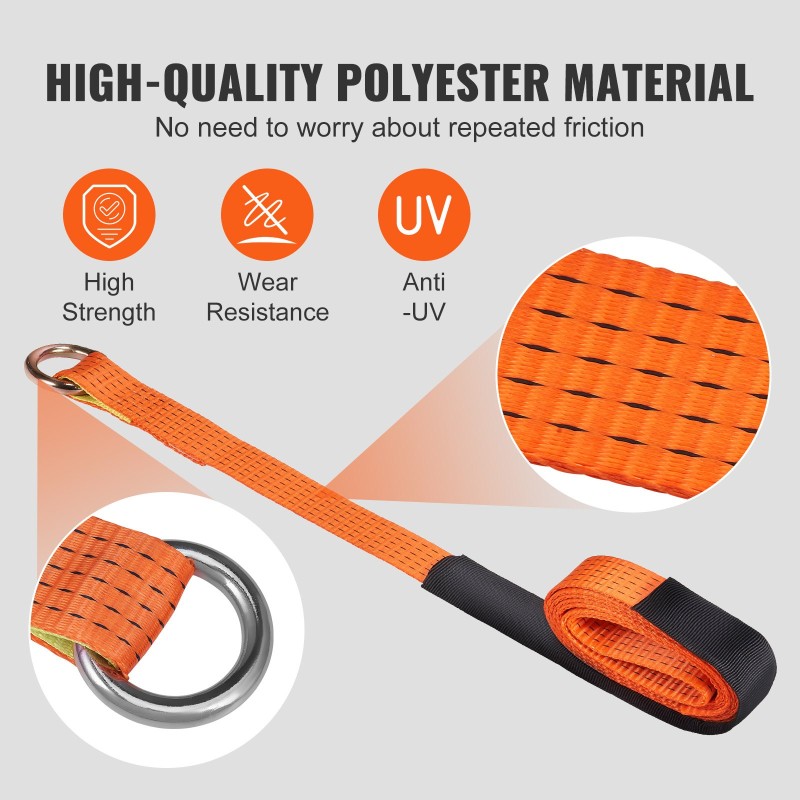 Rengaskiinnitysliinat polyesteriset 2×120 tuuman 4 kpl räikkäkiristimillä ketjuankkureilla