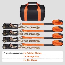 Rengaskiinnitysliinat polyesteriset 2×120 tuuman 4 kpl räikkäkiristimillä ketjuankkureilla