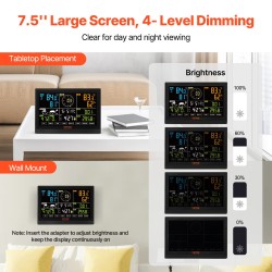 Langaton monitoimisääasema aurinkokäyttöinen ulkoanturi 7,5-tuumainen värinäyttö lämpötila kosteus tuuli sade