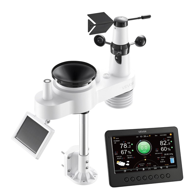 Sääasema 7-toiminen 7-tuumainen värinäyttö langaton ulkoanturi aurinkokennolla säänkestävä