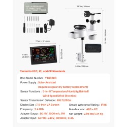 Langaton 5-toiminen sääasema 7,5 tuuman VA-näytöllä aurinkoavusteisella ulkoanturilla