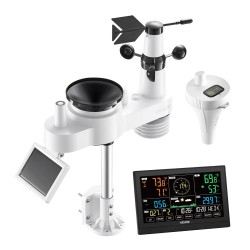 Sääasema 7-toimintoinen ulkoanturi aurinkokennolla Wi-Fi-sovellustuki 190,5 mm näyttö allaslämpömittari