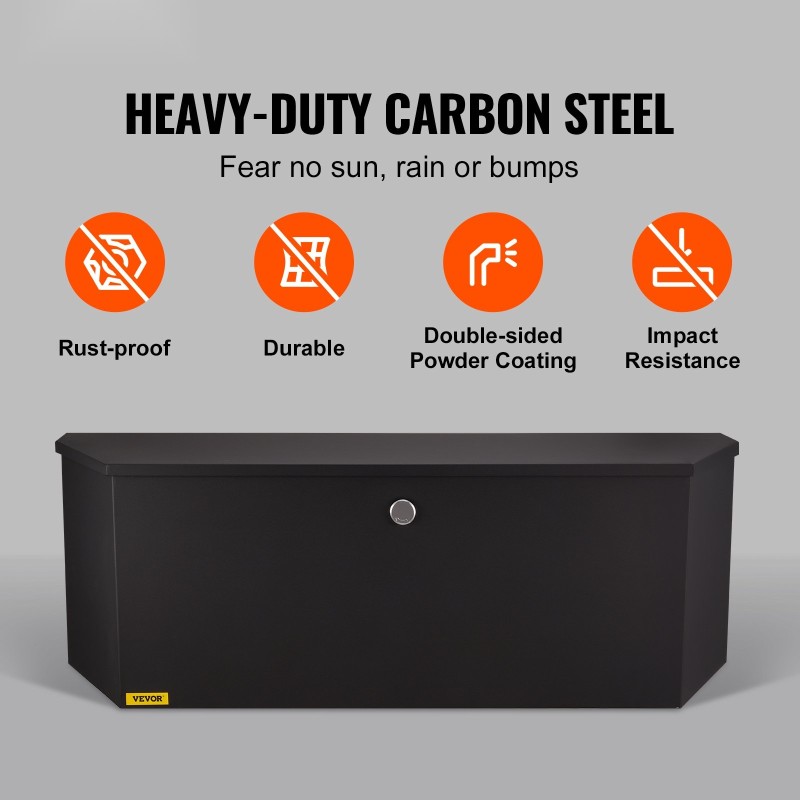 Perävaunun vetokidan työkalulaatikko hiiliterästä 914×305×305 mm lukolla ja kahdella avaimella