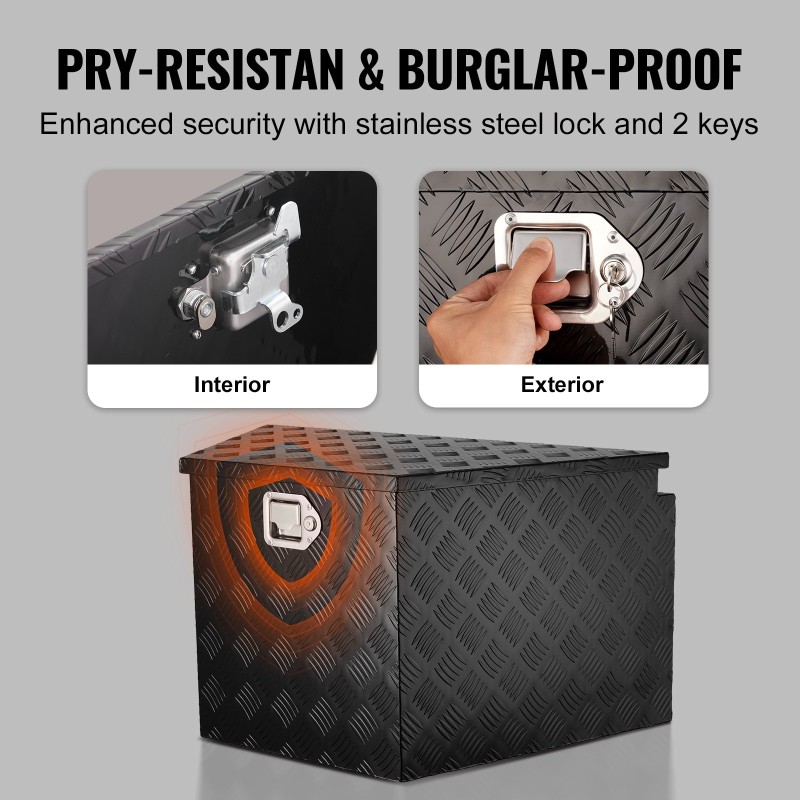 Perävaunun aisan työkaluarkku alumiiniseos timanttikuvioitu 838x483x457 mm lukittava