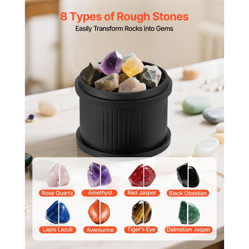 Kivirumpusarja 4 nopeusasetusta hiljainen suurikapasiteettinen rumpu monivaiheinen kiillotus