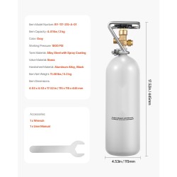 CO2-säiliö seosteräksinen 2 kg harmaa suihkupinnoite DIN477-venttiili TUV-hyväksytty