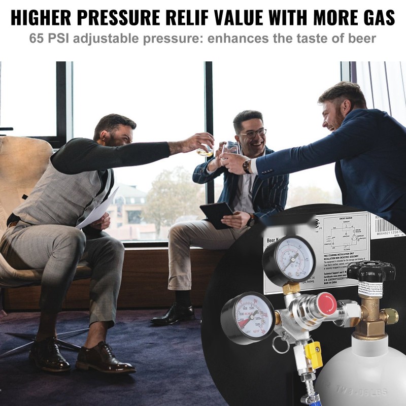 CO2-paineensäädin kaksoismittareilla 0–60 PSI takaiskuventtiilillä CGA320 8 mm kotipanimo