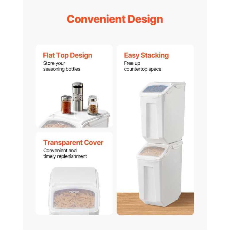 Kuivaruokasäilytysastia polypropeeni 20 l 2 kpl pyörillä tiivis kansi mittakupit