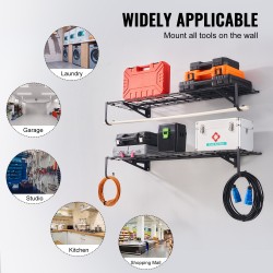 Seinäasennettava teräshylly 2 tasoa 122 x 30,5 cm 90,7 kg/taso autotalliin