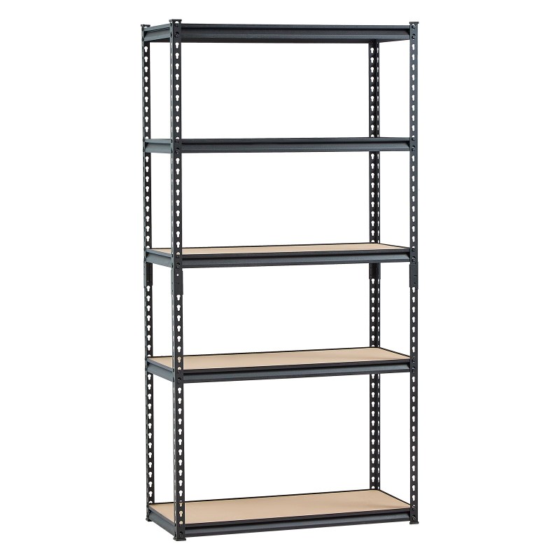 Metallinen säilytyshylly 5 tasoa säädettävät MDF hyllyt teräsrunko 907 kg musta