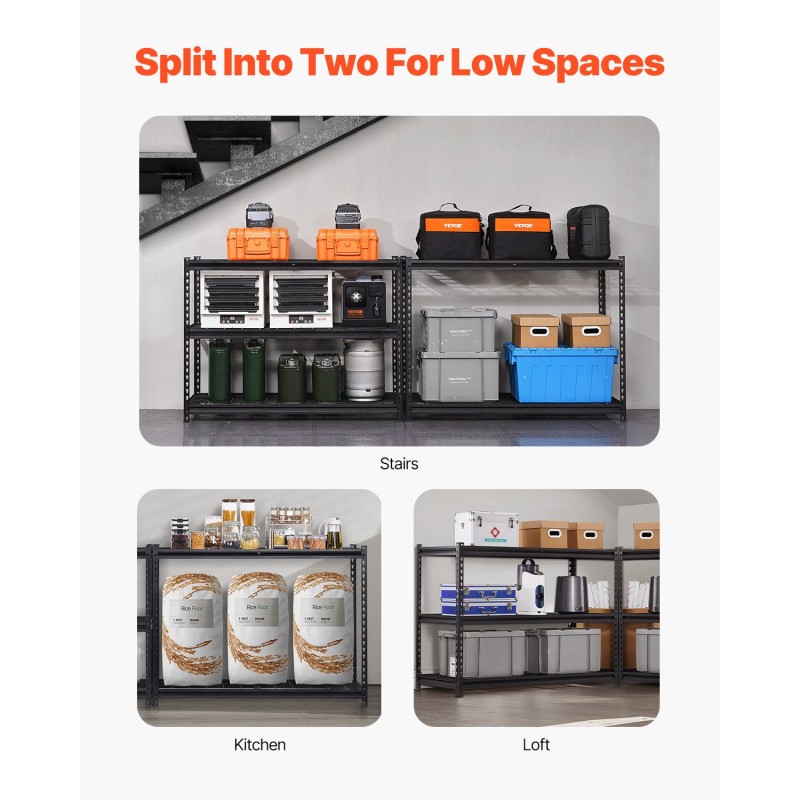 Säilytyshylly 5-tasoinen jauhemaalattu teräsrunko säädettävillä hyllyillä 61x122x183cm 1361kg