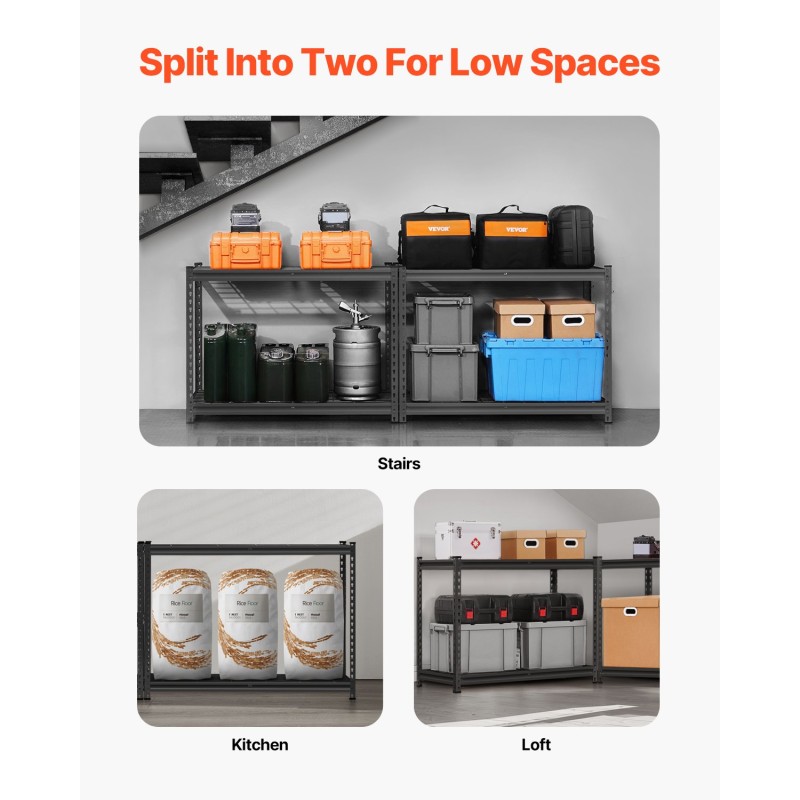Metallinen säilytyshylly 4 korkeussäädettävää tasoa 1089 kg kantavuus musta