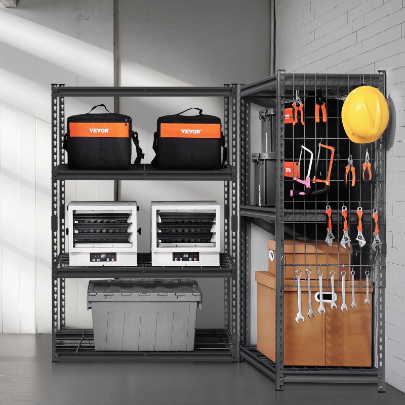 Metallinen säilytyshylly 4 korkeussäädettävää tasoa 1089 kg kantavuus musta