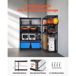 Metallinen autotallihylly jauhemaalattua terästä 5 tasoa säädettävä 1361 kg kantavuus