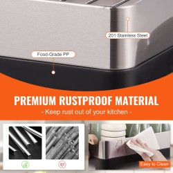 Astioiden kuivausteline kaksitasoinen ruostumaton teräs valuma-altaalla ja aterintelineellä tiskialtaan yläpuolelle