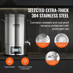 Sähköinen oluenpanosarja 30,3 l 304 ruostumaton teräs lasikansi hana elektroninen ohjauspaneeli kotikeittiöön