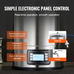 Sähköinen oluenpanosarja 30,3 l 304 ruostumaton teräs lasikansi hana elektroninen ohjauspaneeli kotikeittiöön