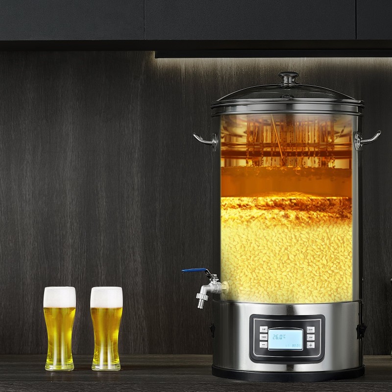 Sähköinen oluenpanosarja 30,3 l 304 ruostumaton teräs lasikansi hana elektroninen ohjauspaneeli kotikeittiöön