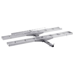 Moottoripyöräteline alumiininen kahdelle pyörälle kahden tuuman vetokoukun vastaanottimelle itsesäilyttävällä rampilla