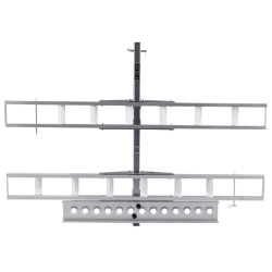 Moottoripyöräteline alumiininen kahdelle pyörälle kahden tuuman vetokoukun vastaanottimelle itsesäilyttävällä rampilla