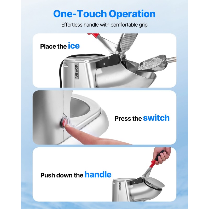 Jäämurskain sähkökäyttöinen ruostumaton teräs neljä terää sata kiloa tunnissa koti ja ammattikäyttö