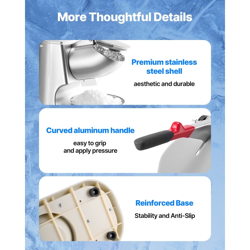 Jäämurskain sähkökäyttöinen ruostumaton teräs neljä terää sata kiloa tunnissa koti ja ammattikäyttö