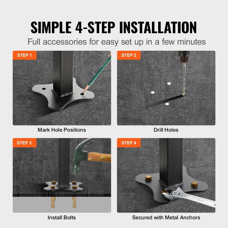 Ulkokaide taotusta raudasta säädettävä 0–5 portaalle mattamusta asennussarjalla