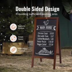 Magneettinen liitutaulu 20x40 tuumaa massiivipuinen kirjoituspinta rustiikin ruskea taitettava puurunko