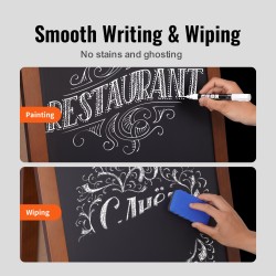 Magneettinen liitutaulu 20x40 tuumaa massiivipuinen kirjoituspinta rustiikin ruskea taitettava puurunko