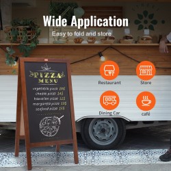 Magneettinen liitutaulu 20x40 tuumaa massiivipuinen kirjoituspinta rustiikin ruskea taitettava puurunko