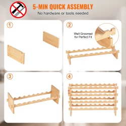 Viiniteline 2-kerroksinen luonnollinen bambu 18 pulloa vapaa seisova pinottava