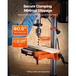 12-tuumainen penkkipylväsporakone 750 W 340–2200 kierrosta/min 0–45° työpöytä 304,8 mm kääntövara