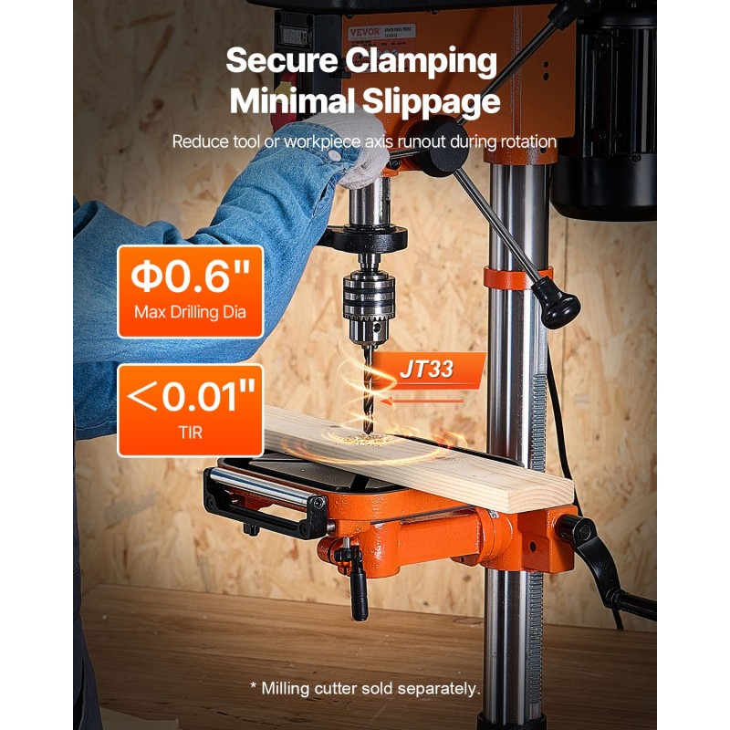 12-tuumainen penkkipylväsporakone 750 W 340–2200 kierrosta/min 0–45° työpöytä 304,8 mm kääntövara