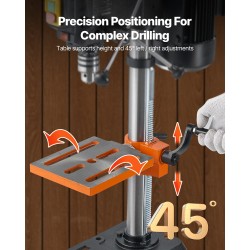 Penkkiporakone 10-tuumainen 550W induktiomoottori 5-portainen nopeussäätö 0–45° työpöytä puu ja metalli