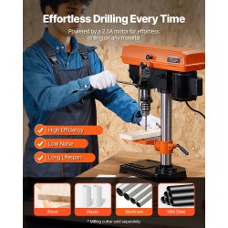 Pöytämallinen pylväsporakone 500 W induktiomoottori 5 nopeutta 0–45 asteen työpöytä LED työvalo