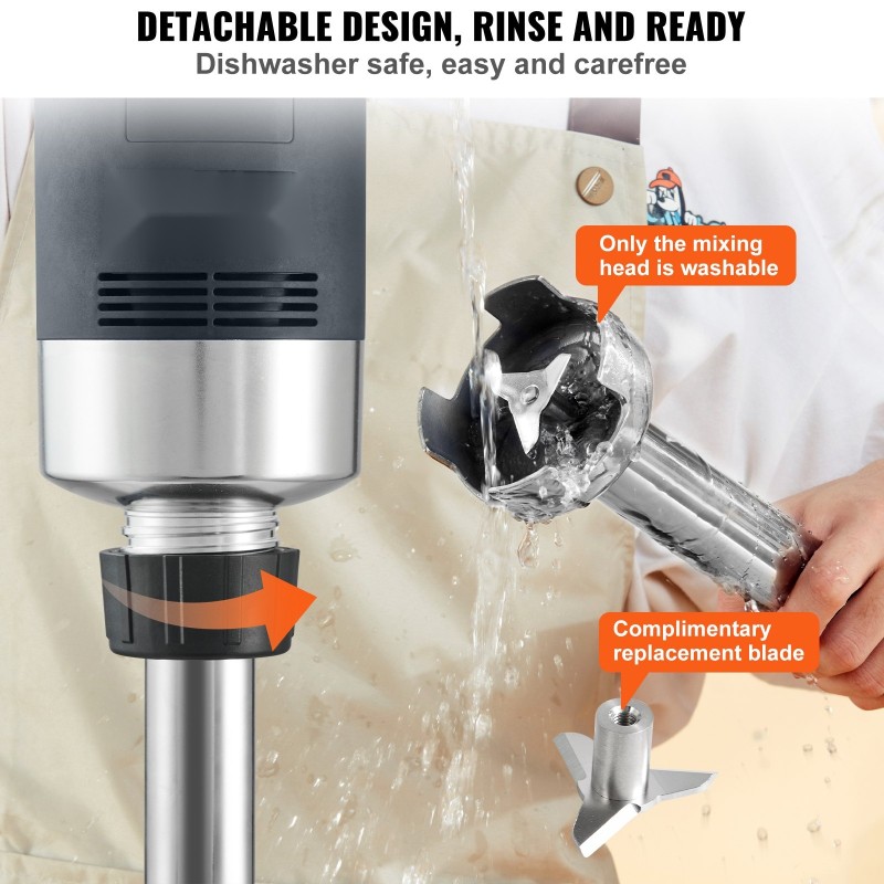 Upposekoitin 500 W portaaton nopeussäätö 304-ruostumaton teräs irrotettava sekoitusvarsi