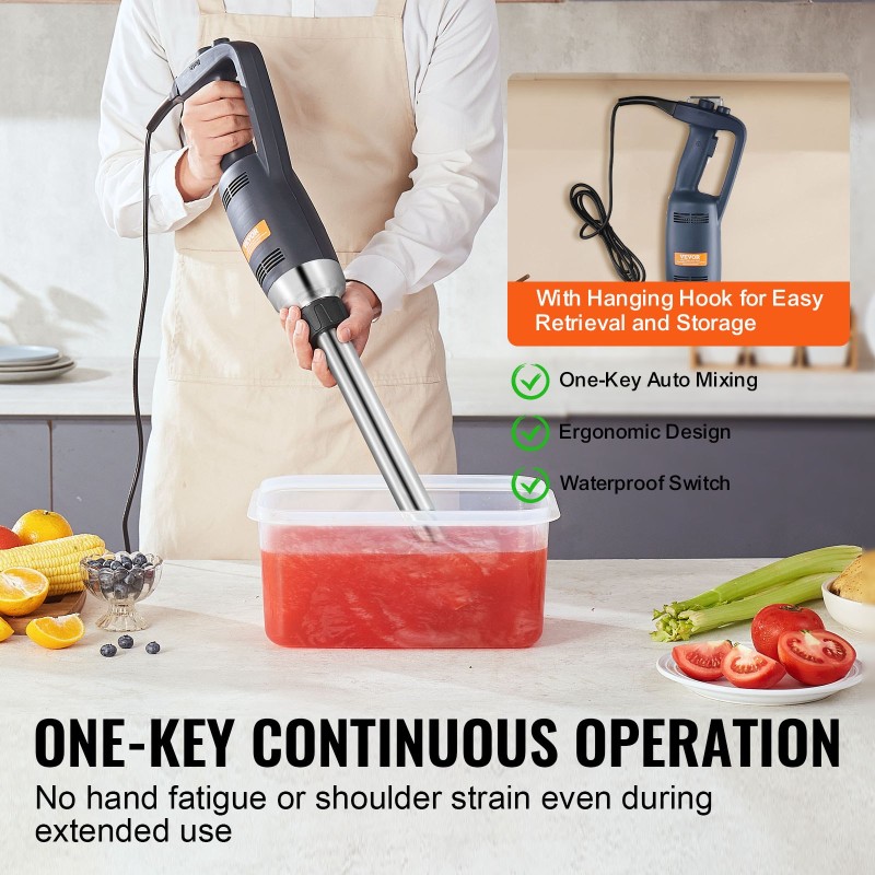 Upposekoitin ammattikäyttöön 350 watin 16 tuuman varsi portaaton nopeudensäätö ruostumaton teräs