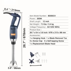 Sauvasekoitin ammattikeittiöön 350 watin moottori portaaton nopeudensäätö 12 tuuman sekoitusvarsi ruostumaton teräs