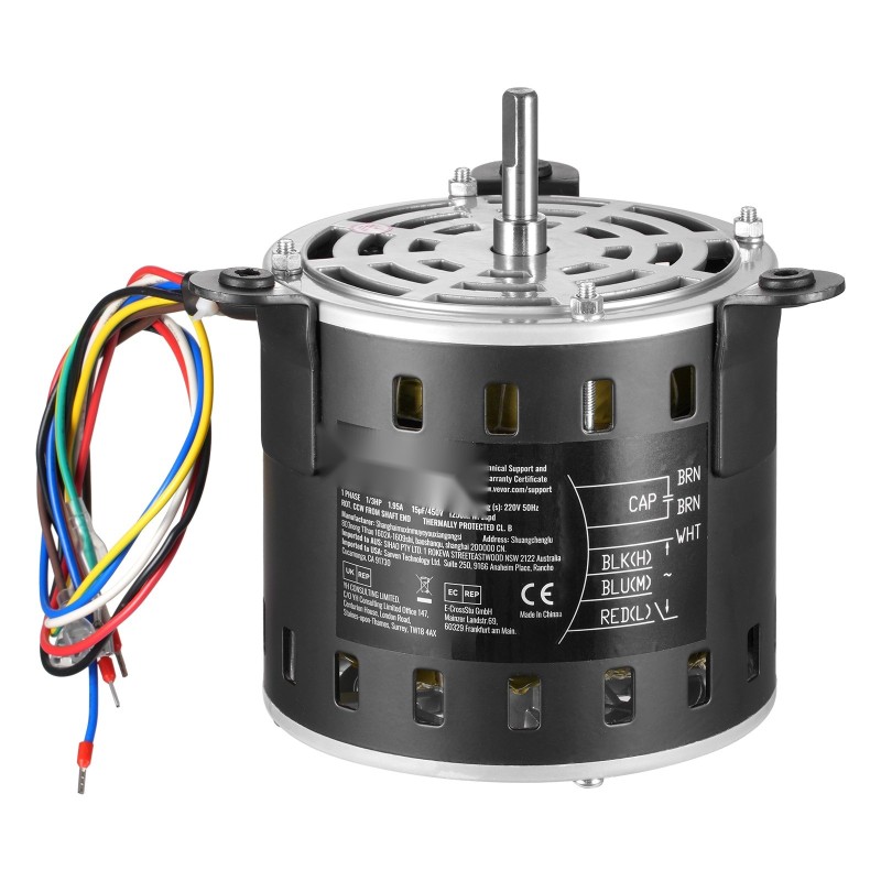 Puhallinmoottori metallirunko 1/3 HP 220V 3-nopeuksinen 10x20 mm akseli mukana kondensaattori