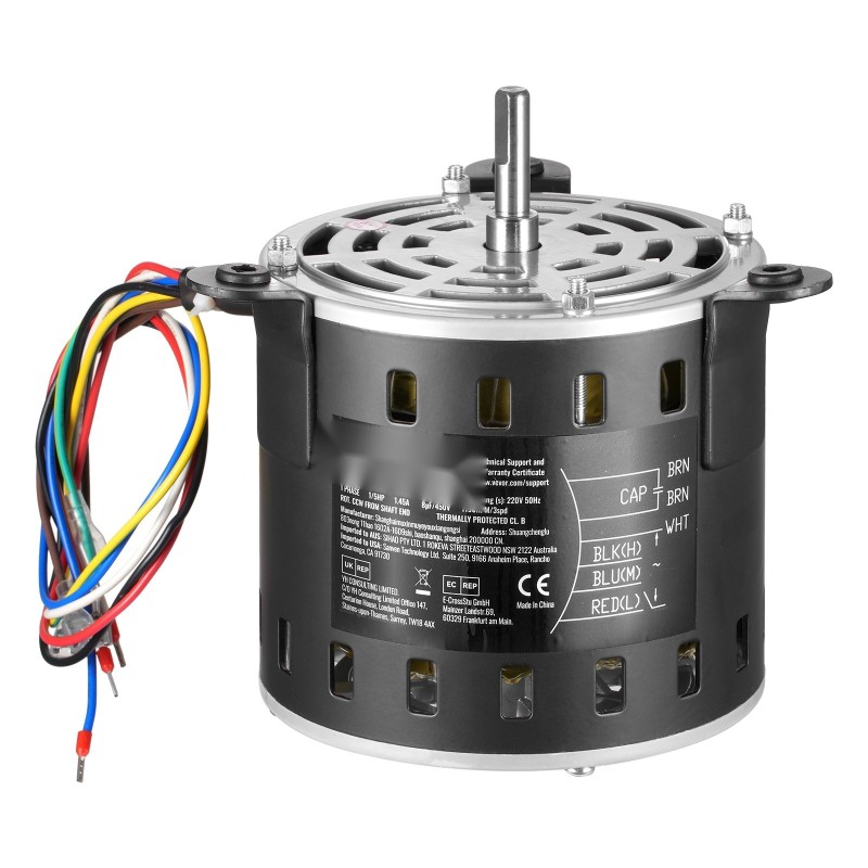 Puhallinmoottori 1/5 hevosvoimaa 220V 3-nopeuksinen 10mmx20mm akseli kondensaattori mukana