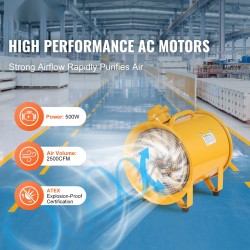 Poistopuhallin siirrettävä sylinterimallinen teräsrunkoinen halkaisija 304,8 millimetriä 500 wattia 3 metrin virtajohto