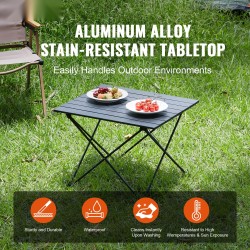 Taitettava retkipöytä alumiiniseoksesta valmistettu 565x460x405 mm musta kantolaukulla