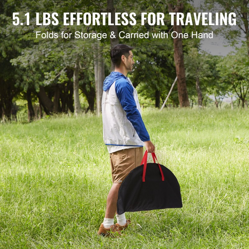 Taitettava retkipöytä kaksikerroksinen 600D Oxford kangas teräsrunko 720x720 mm 25 kg