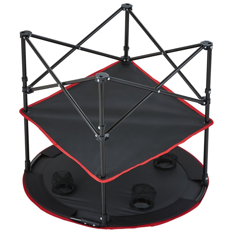 Taitettava retkipöytä kaksikerroksinen 600D Oxford kangas teräsrunko 720x720 mm 25 kg