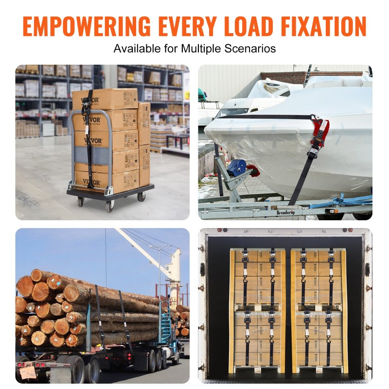 Kuormansidontaliinat polyesteri leveys 40 mm pituus 2,4 m 4 kappaletta pehmustetut kahvat