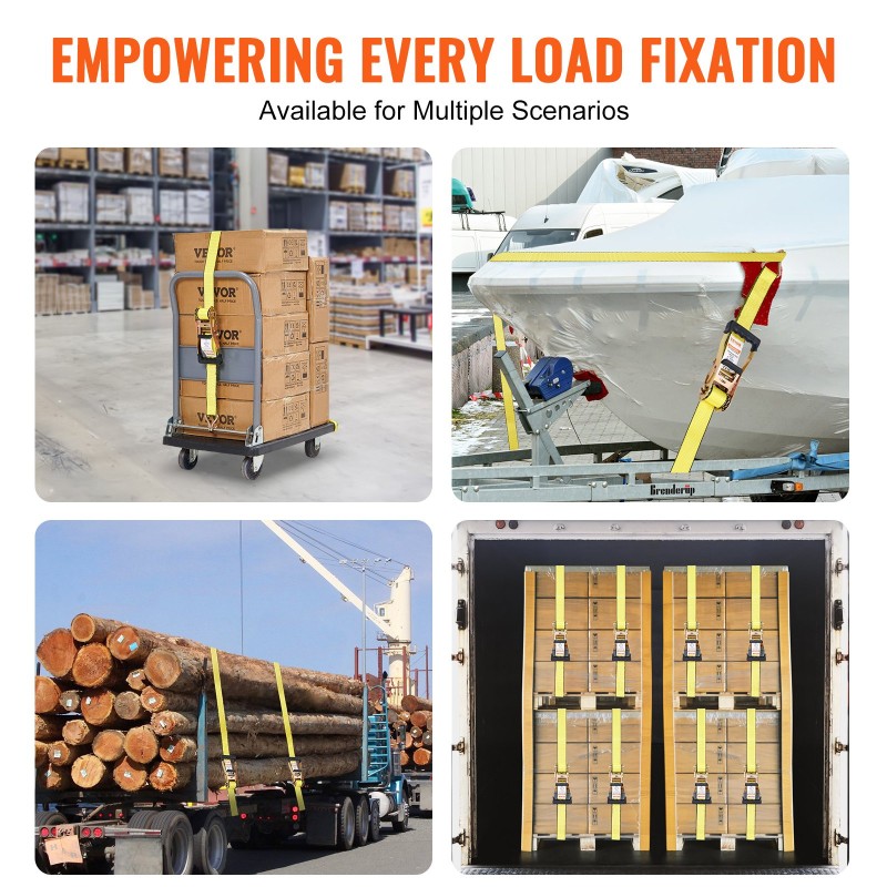 Räikkäkiristeiset kuormaliinat 4 kpl polyesteri 50 millimetriä ja 8 metriä