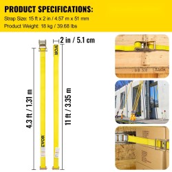 Kiristysliinasarja E-kiskoihin 18 kpl polyesteriliinoja 4,57 m ja 5 cm räikillä jousilukituksilla