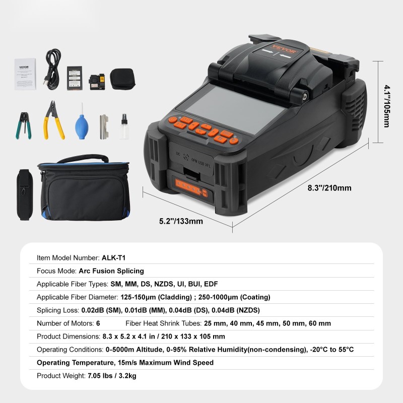 Kuituhitsauslaite 6 moottoria ydinkohdistus 10,16 cm digitaalinen näyttö automaattitarkenteinen kuitupidin